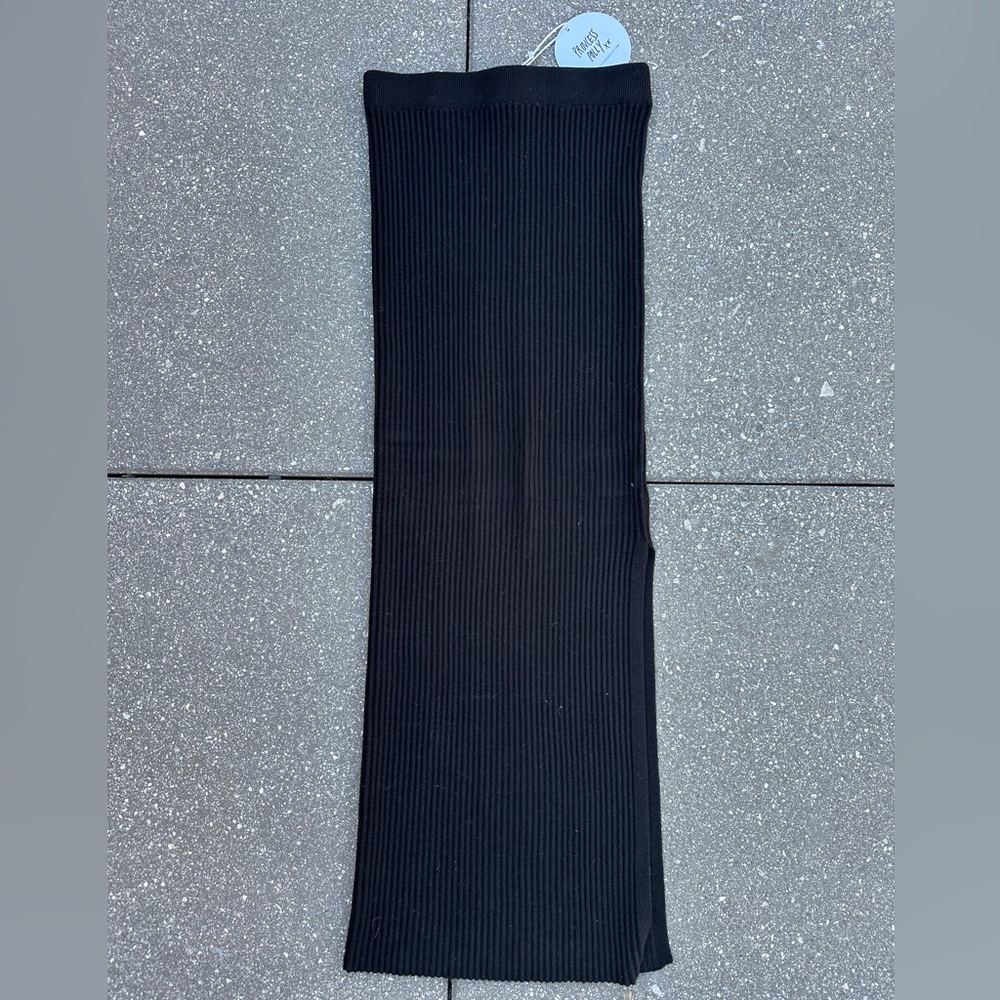 Princess Polly Black Ribbed Maxi Skirt